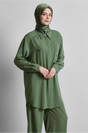 ست بالاتنه و پائین تنه حجاب خاکی زنانه رگولار Alvina - کد 922659405