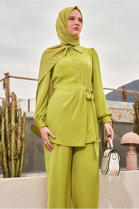 ست بالاتنه و پائین تنه حجاب سبز زنانه رگولار Alvina - کد 922659394