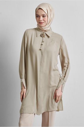 تونیک حجاب بژ زنانه پلی استر Alvina - کد 922659350