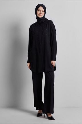 ست بالاتنه و پائین تنه حجاب مشکی زنانه رگولار Alvina - کد 922659333