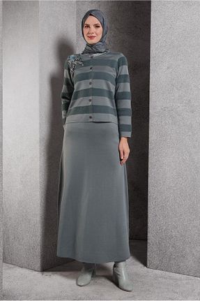 ست بالاتنه و پائین تنه حجاب طوسی زنانه رگولار Alvina - کد 880503363