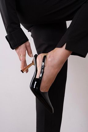 کفش پاشنه بلند کلاسیک مشکی زنانه چرم sovrana - کد 922664066
