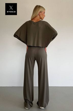 ست بالاتنه و پائین تنه خاکی زنانه تریکو XVOGO - کد 922663967