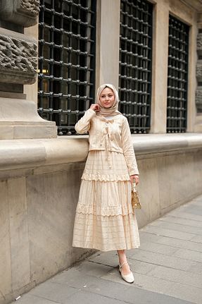 ست بالاتنه و پائین تنه بژ زنانه بافتنی LOCCO - کد 922679175