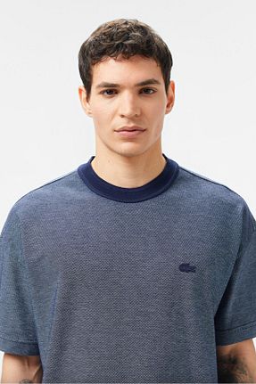 تیشرت سرمه ای مردانه اورسایز Lacoste - کد 922682692