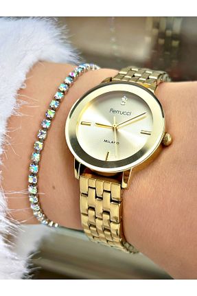 ساعت مچی زرد زنانه 34 میلی متر Ferrucci - کد 922683536