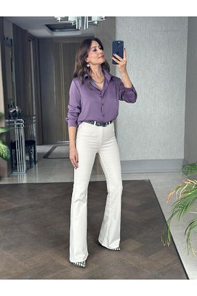 شلوار جین بژ زنانه پاچه اسپانیولی Forlady4 - کد 922698287