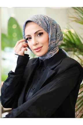 روسری آبی پنبه پلی استر efdal şal eşarp - کد 922694646