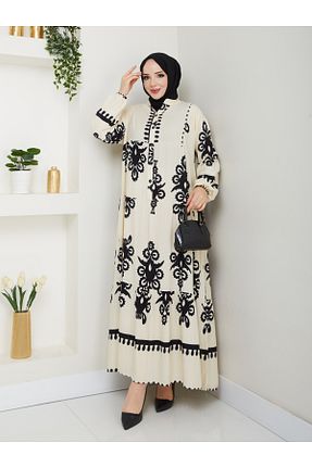 لباس حجاب سفید زنانه اورسایز ECK MODA - کد 845151840