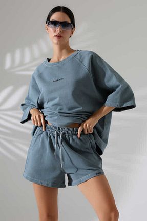 ست بالاتنه و پائین تنه طوسی زنانه اورسایز MOSRANİC - کد 923685549