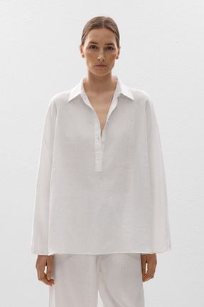 پیراهن سفید زنانه Overshirt Oysho - کد 883234124