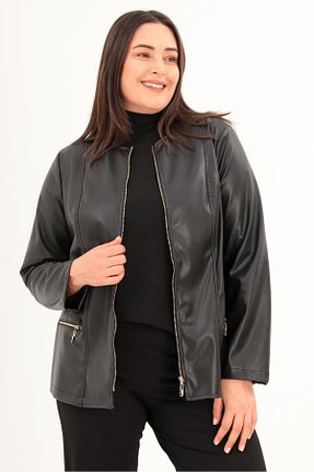 کت سایز بزرگ رنگی زنانه چرم مصنوعی metpoint - کد 773804420