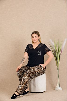 ست لباس راحتی مشکی زنانه پلنگی Lady Lingerie - کد 922740858