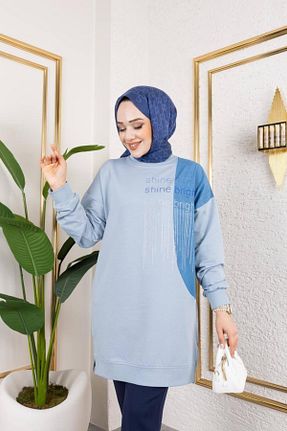 تونیک حجاب آبی زنانه پنبه ای BY TÖDÜ - کد 923359261