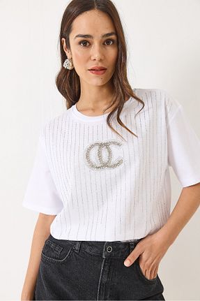 تیشرت سفید زنانه Straight Bianco Lucci - کد 922760035
