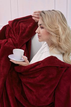 پتو تکنفره زرشکی Wellsoft Mislina Home - کد 83640483