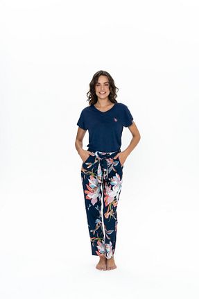 ست لباس راحتی سرمه ای زنانه طرح دار U.S. Polo Assn. - کد 922755542