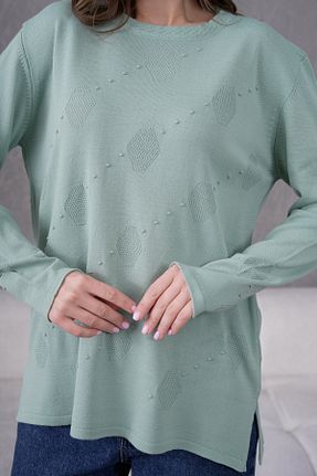پلیور سبز زنانه طرح دار Lamierra - کد 923406976