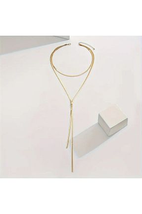 گردنبند جواهر زرد زنانه برنجی begüm jewelery - کد 922761275