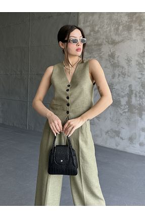 ست بالاتنه و پائین تنه خاکی زنانه بافتنی MYGİYİMİSTANBUL - کد 922775341