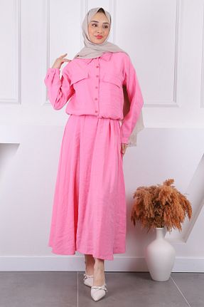 ست بالاتنه و پائین تنه حجاب صورتی زنانه رگولار İmajButik - کد 922775016