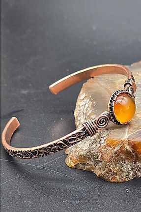 دستبند جواهر نارنجی زنانه سنگ طبیعی NBS Beautiful Naturel Stones - کد 922791450