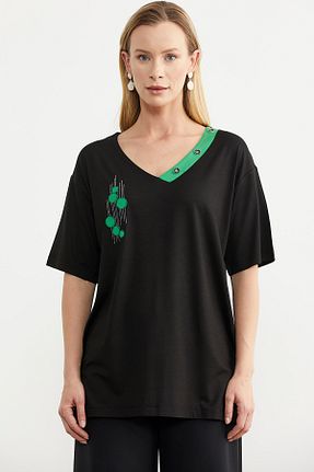 تیشرت مشکی زنانه رگولار Sementa - کد 830341970