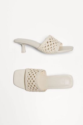 صندل بژ زنانه پاشنه نازک Bershka - کد 922802750