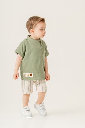 ست نوزادی خاکی بچه گانه پنبه ای JNF kids - کد 923631750