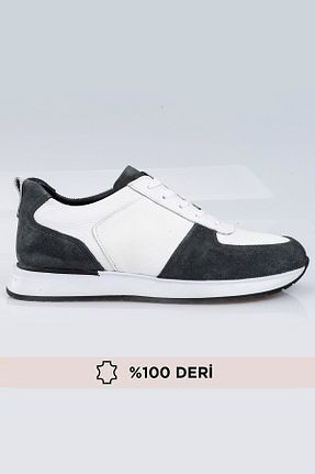 کفش اسنیکر سفید مردانه چرم اصل depderi - کد 922866928