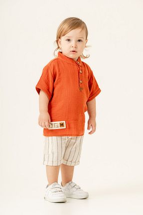 ست نوزادی نارنجی بچه گانه پنبه ای JNF kids - کد 925252003