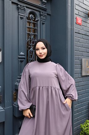 لباس حجاب طوسی زنانه اورسایز modessia - کد 922883024