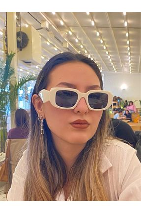 عینک آفتابی سفید زنانه 60 MONCY BUTİK - کد 922878327