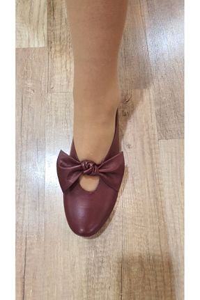 بابت زرشکی زنانه چرم خالص VİNİCCİ AYAKKABI - کد 922877851