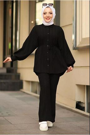 ست بالاتنه و پائین تنه حجاب مشکی زنانه اورسایز ECESSAMODAM - کد 922888978