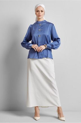 بلوز حجاب سرمه ای زنانه رگولار Alvina - کد 922907024