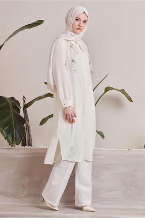 تونیک حجاب سفید زنانه پلی استر Alvina - کد 922907234
