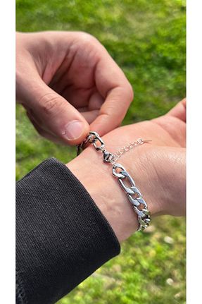 دستبند استیل (فولاد) طوسی استیل ضد زنگ menaura - کد 922909322