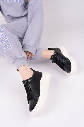 کفش اسنیکر مشکی زنانه چرم مصنوعی ModaBizde - کد 922920492