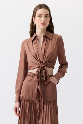 پیراهن قهوه ای زنانه رگولار Rue - کد 922951564