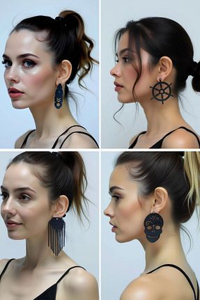 گوشواره جواهر مشکی چرم Angels Passion - کد 922944775