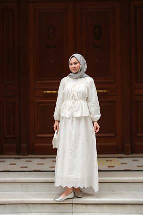 ست بالاتنه و پائین تنه سفید زنانه بافتنی LOCCO - کد 922941033