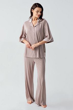 ست لباس راحتی قهوه ای زنانه ساده Artış - کد 922958793