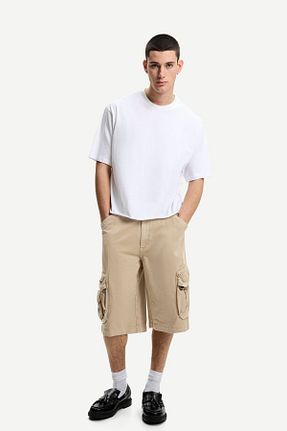 شلوارک و برمودا بژ مردانه اسلیم Bershka - کد 922964012