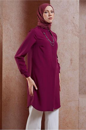 تونیک حجاب بنفش زنانه پلی استر Alvina - کد 853834671