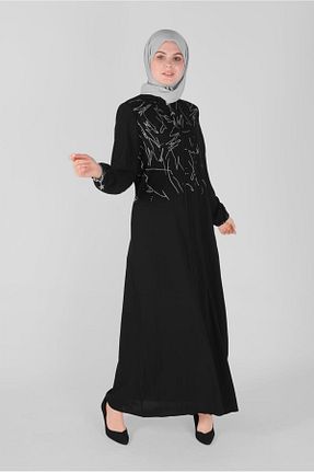 مانتو بلند حجاب مشکی زنانه Alvina - کد 869226750