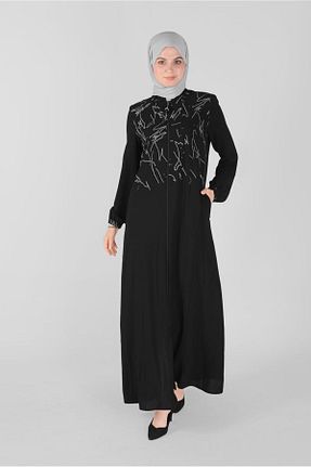 مانتو بلند حجاب مشکی زنانه Alvina - کد 869226750