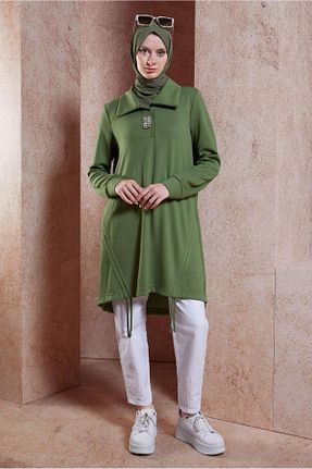 تونیک حجاب خاکی زنانه مخلوط پلی استر Alvina - کد 844754872