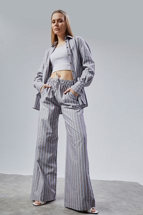 ست بالاتنه و پائین تنه طوسی زنانه بافتنی POSH & PURA - کد 922976668