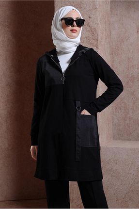 تونیک حجاب مشکی زنانه پنبه پلی استر Alvina - کد 822671597